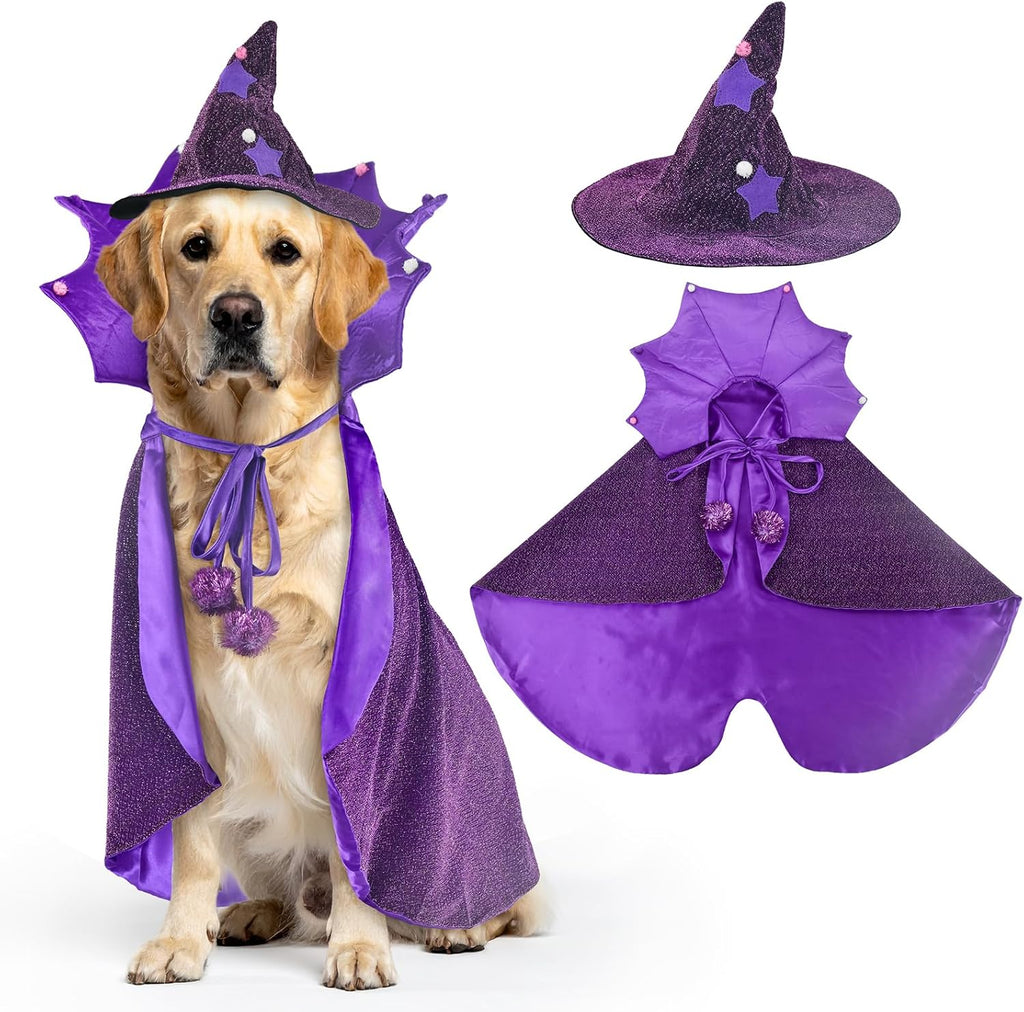 Halloween Dog Costume Dog Witch Cape Witch Hat Set Pet Wizard Cloak Vampire Devil Outfit Puppy Cat Halloween Cloak
