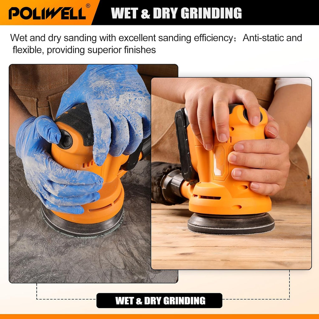 120pcs 5 Inch Sanding Discs Hook & Loop 8 Holes Wet Dry 320 400 600 800 1000 2000 3000 Grit Orbital Sandpaper with