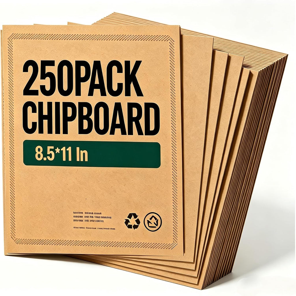 Thin 22pt Chipboard Sheets 8.5 x 11, 150 Kraft Cardboard for Crafts