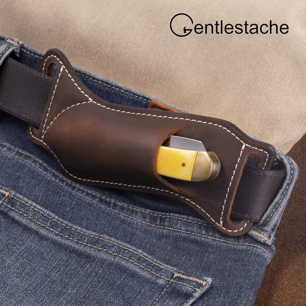 Leather Knife Sheaths for Belt, Knife Holster, Pocket Knife Sheath, EDC Leather Sheath for Folding Knife Carrier