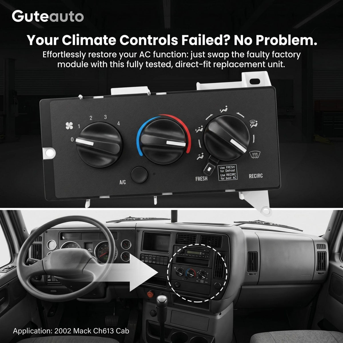 HVAC Climate Control Module 111225 for Mack CH613 CV713