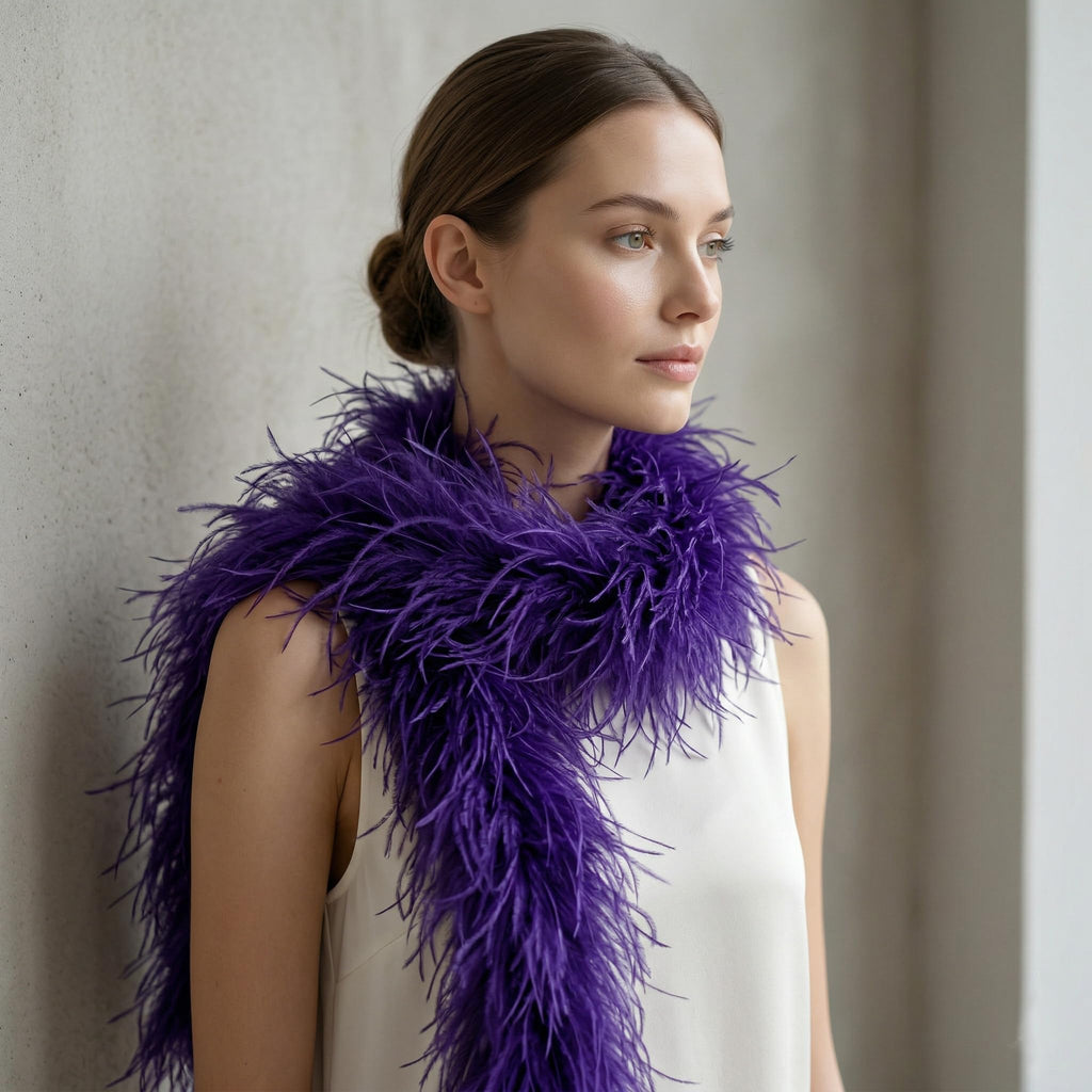 5 ply Purple Ostrich Feather Boas.