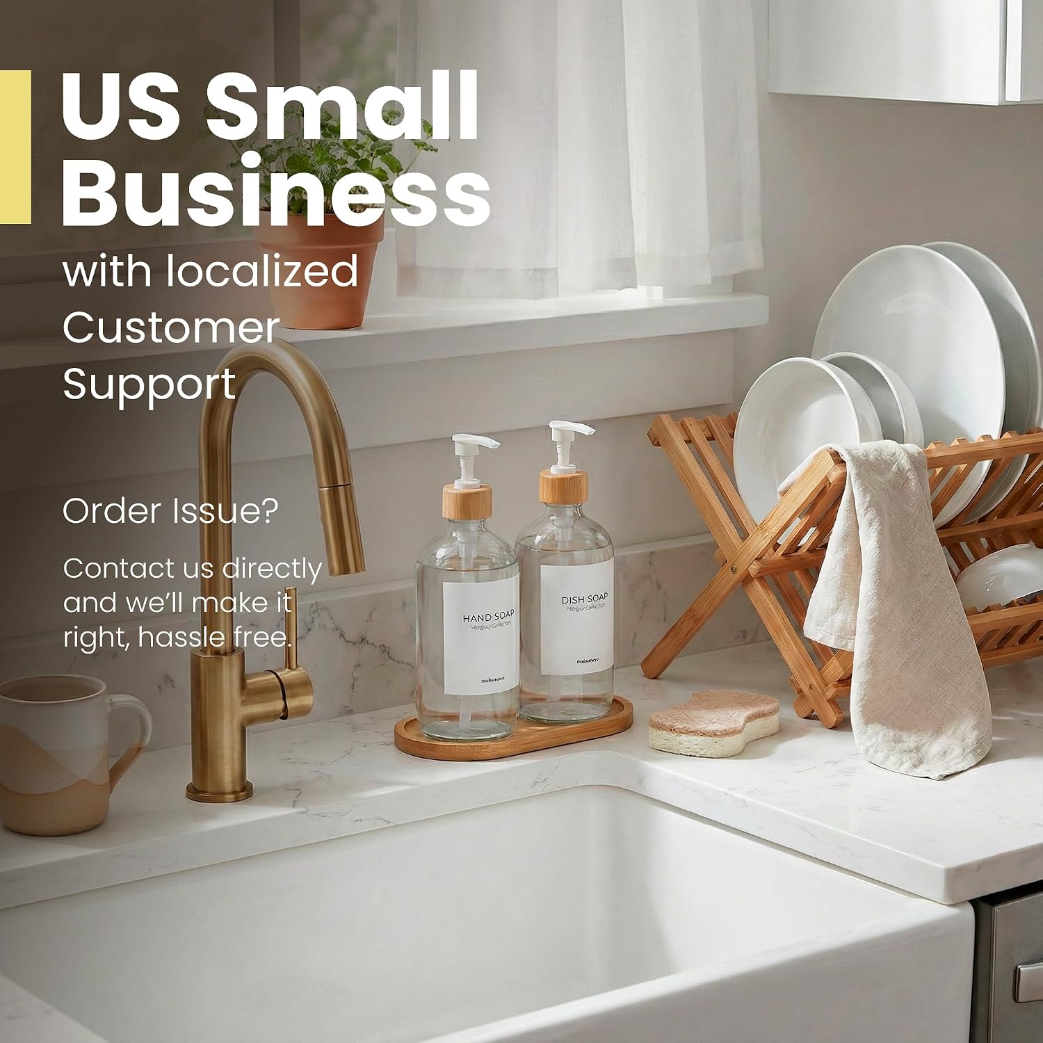 Glass Dish Soap Dispenser for Kitchen Set of 2-16.9oz Clear Dish and Hand Soap Dispenser Set for Kitchen - Clear