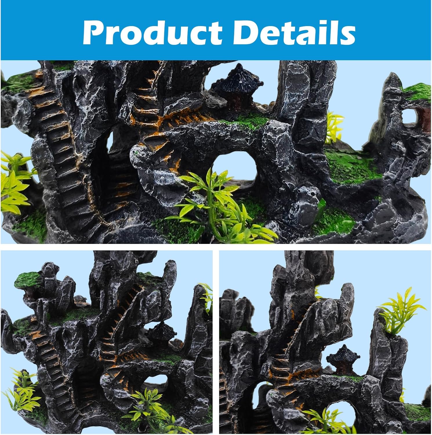 Aquarium Ornaments View Mountain,Fish Tank Decorations Resin Rock Landscape Artificial Stone Aquarium Decor with