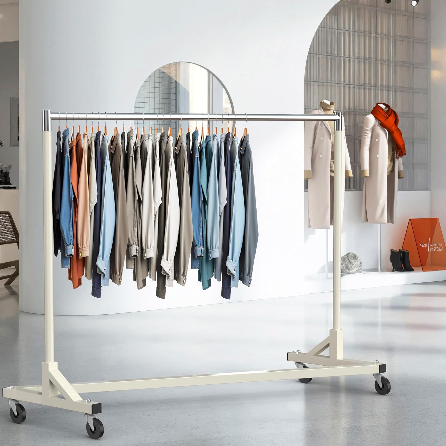 Industrial Grade Z-Base Garment Rack, 63" W/500Lb, Gray
