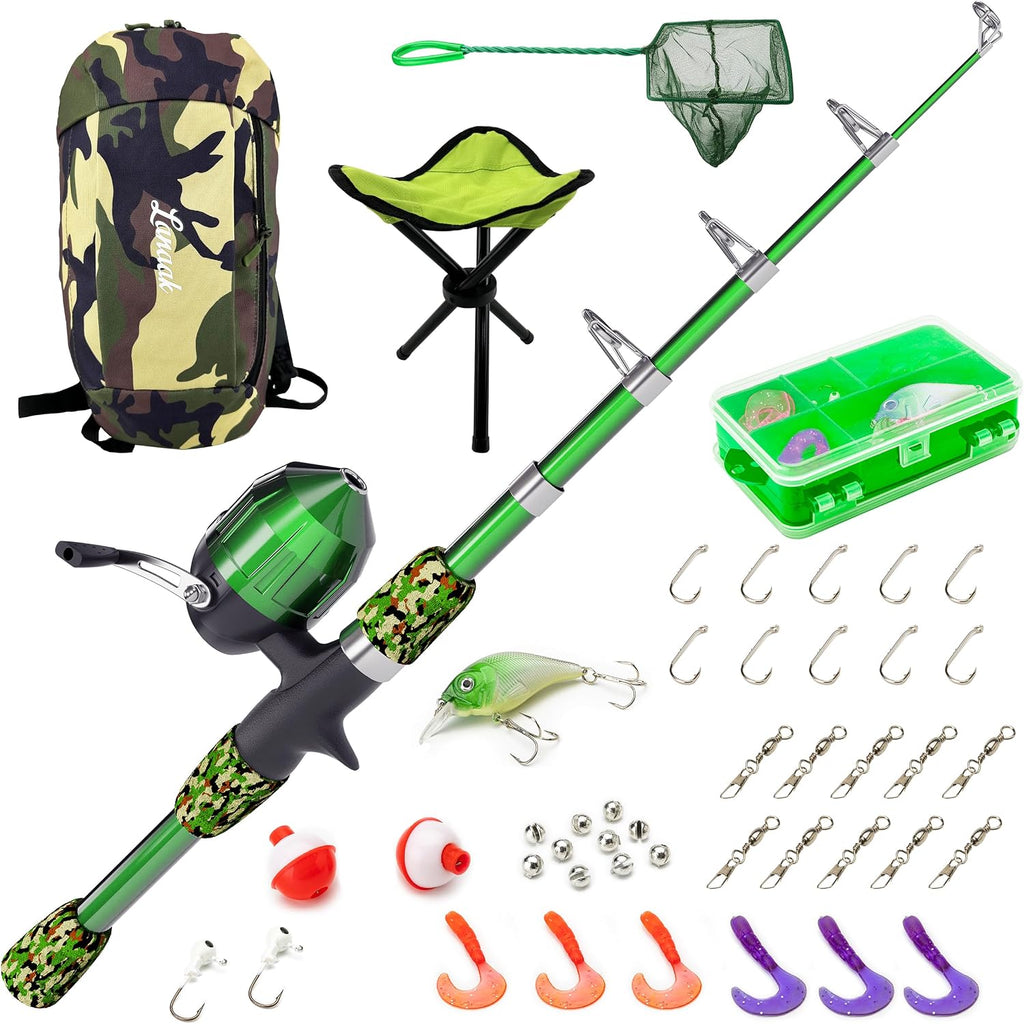 Kids - Toddler Fishing Pole & Tackle Box, Beginner Combo kit, for Ages 5-12