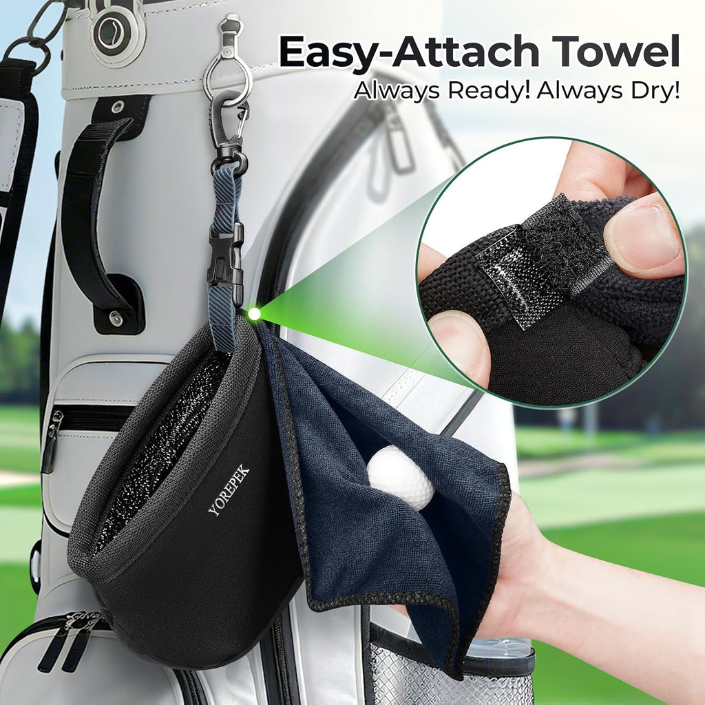 Golf Ball Cleaner Pouch in Gift Box, Club Cleaner For Golf Bag | Golf Club Washer with Zipper Pocket for Golf Club