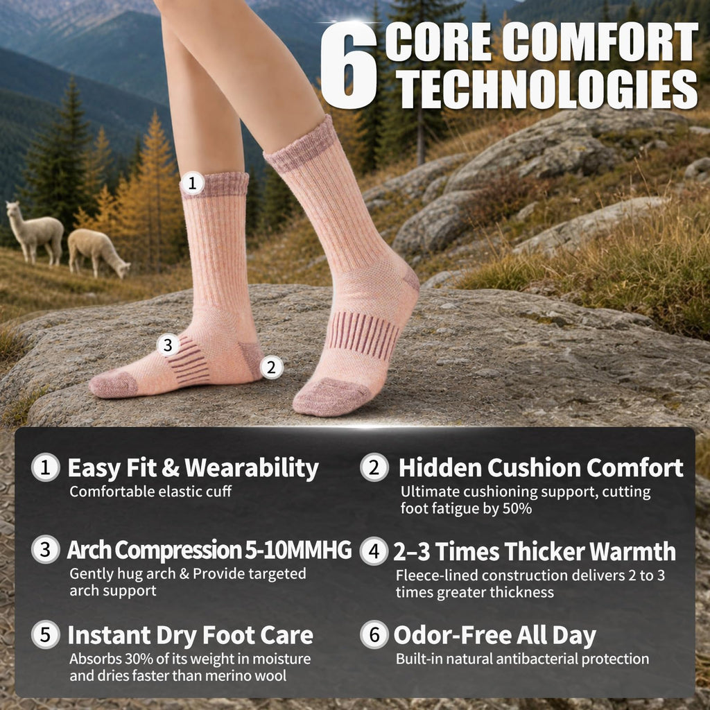 Alpaca Wool Running Hiking Socks for Men Women,Boot Work Crew Socks