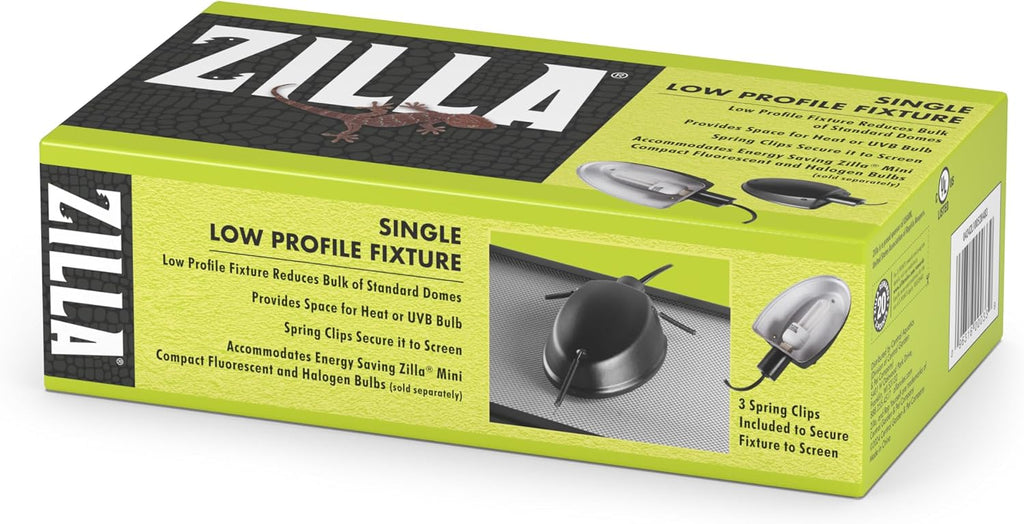Low Profile Reptile Terrarium Fixtures Single,Black | Reptile heat lamp fixture with spring clips, one socket for
