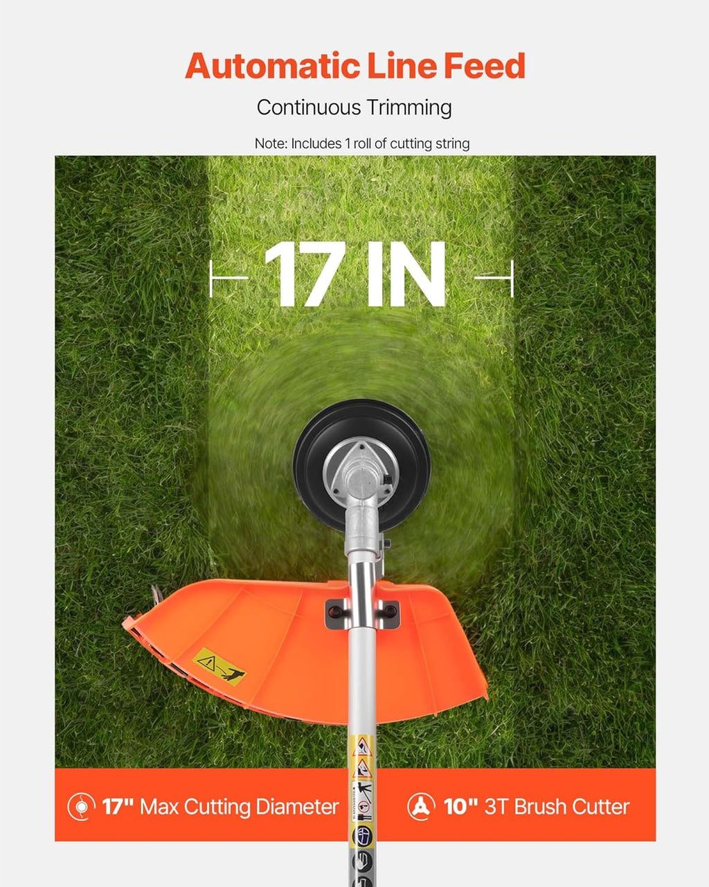 String Trimmer, 26cc 2 in 1 Weed Eater, 17" Grass Trimmer with 10" Brush Cutter, Weed Eater Gas Powered Shoulder