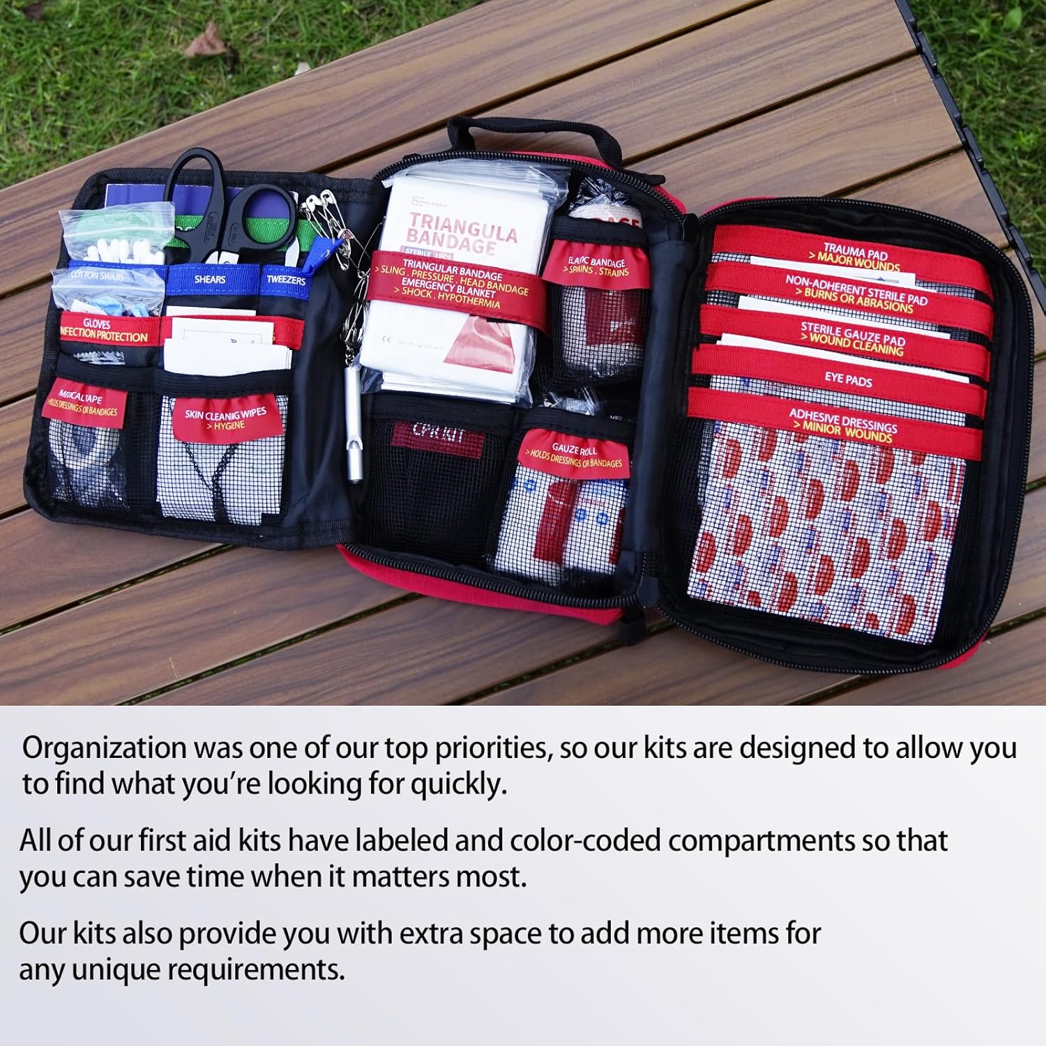 First Aid Kits - Compact First Aid Kit with Labelled Compartments Molle System Premium Emergency Kits for Home