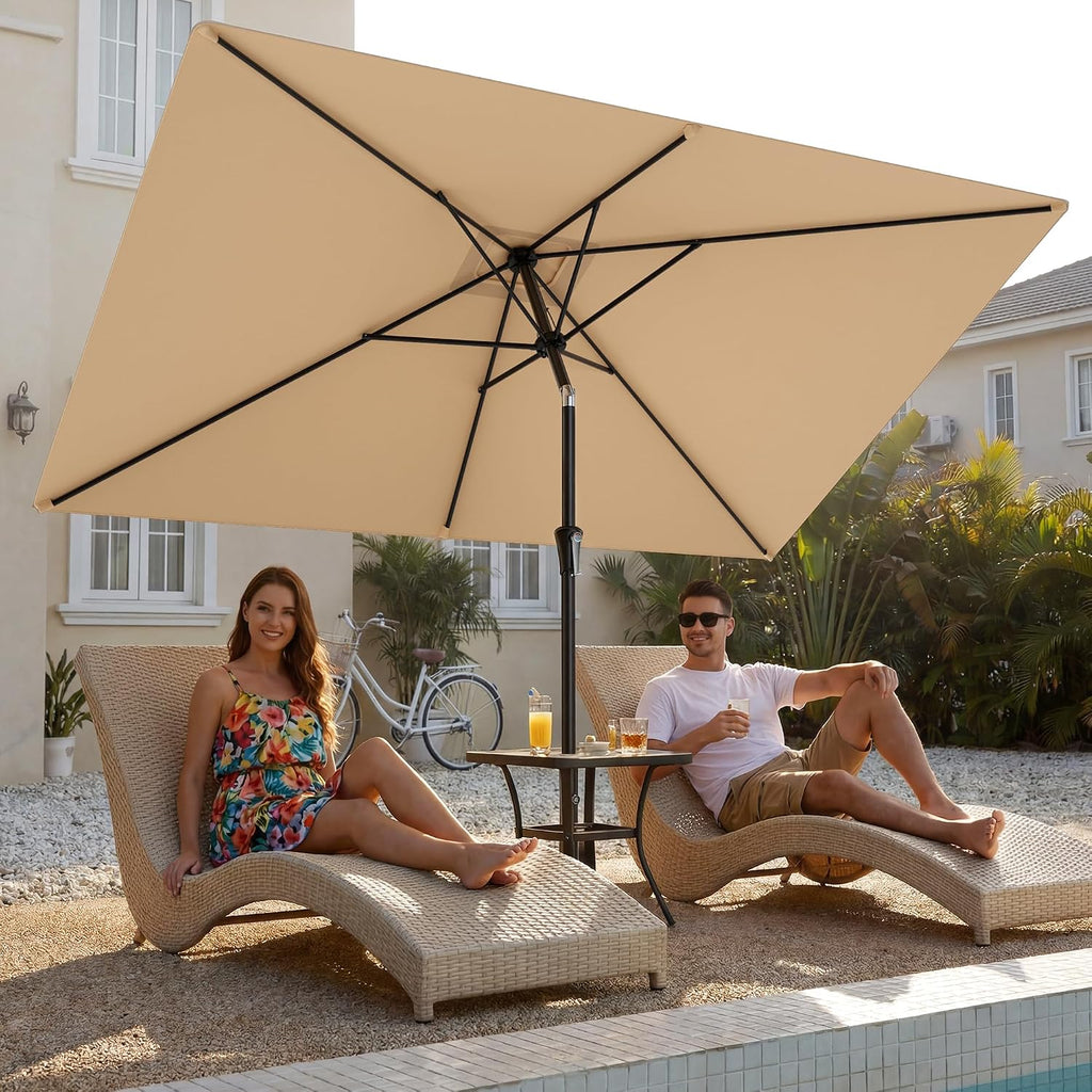 6.6 x 10 ft Rectangular Patio Umbrella Rectangle Umbrella Outdoor Patio, Large Outdoor Umbrellas for Patio Table with