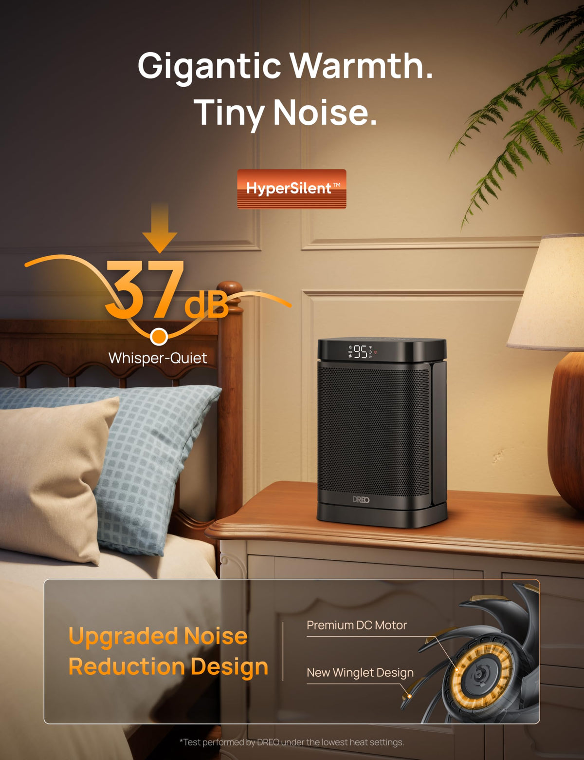 Space Heater, Portable Electric Heaters for Indoor Use wite ECO Mode