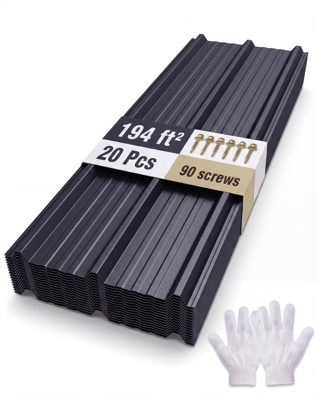 Ribbed Metal Roofing Panels, 195 Ft²