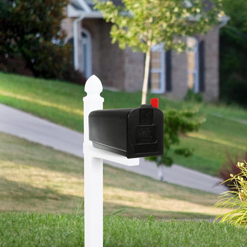 Parsons Post Mount Mailbox, Black, Medium | Durable plastic build with weather-resistant outdoor construction. USPS