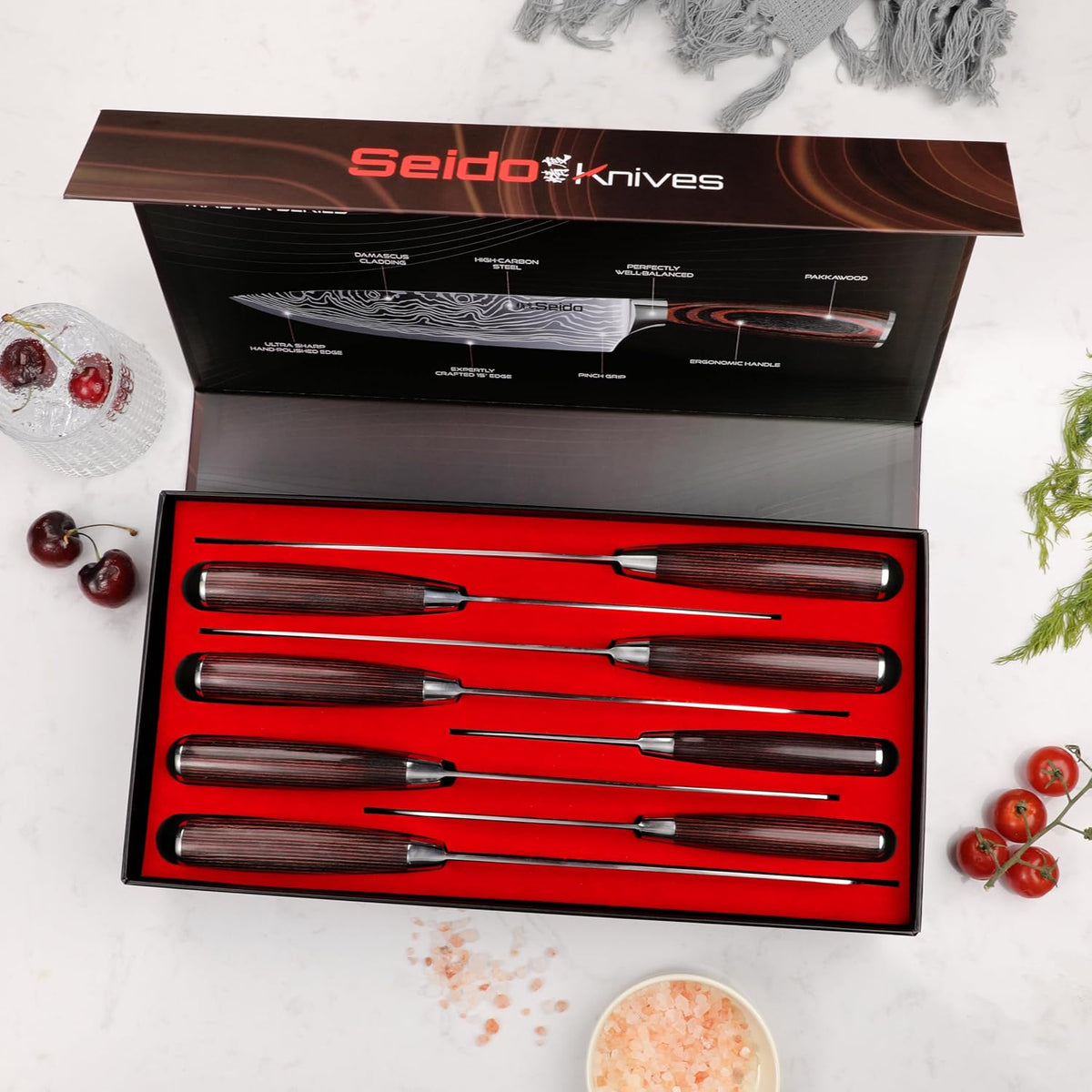 Seido Master 8-Piece Japanese Knife Set, High-Carbon Stainless Steel