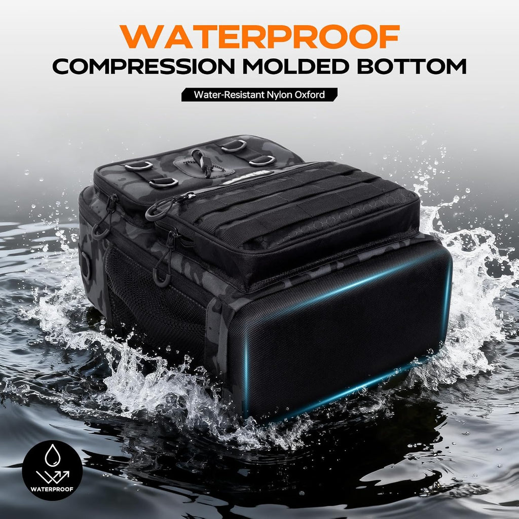 Fishing Backpack with Tackle Boxes and Rod Holders, Fishing Bag with Fishing Lure Kit Water-resistant Sling Tackle