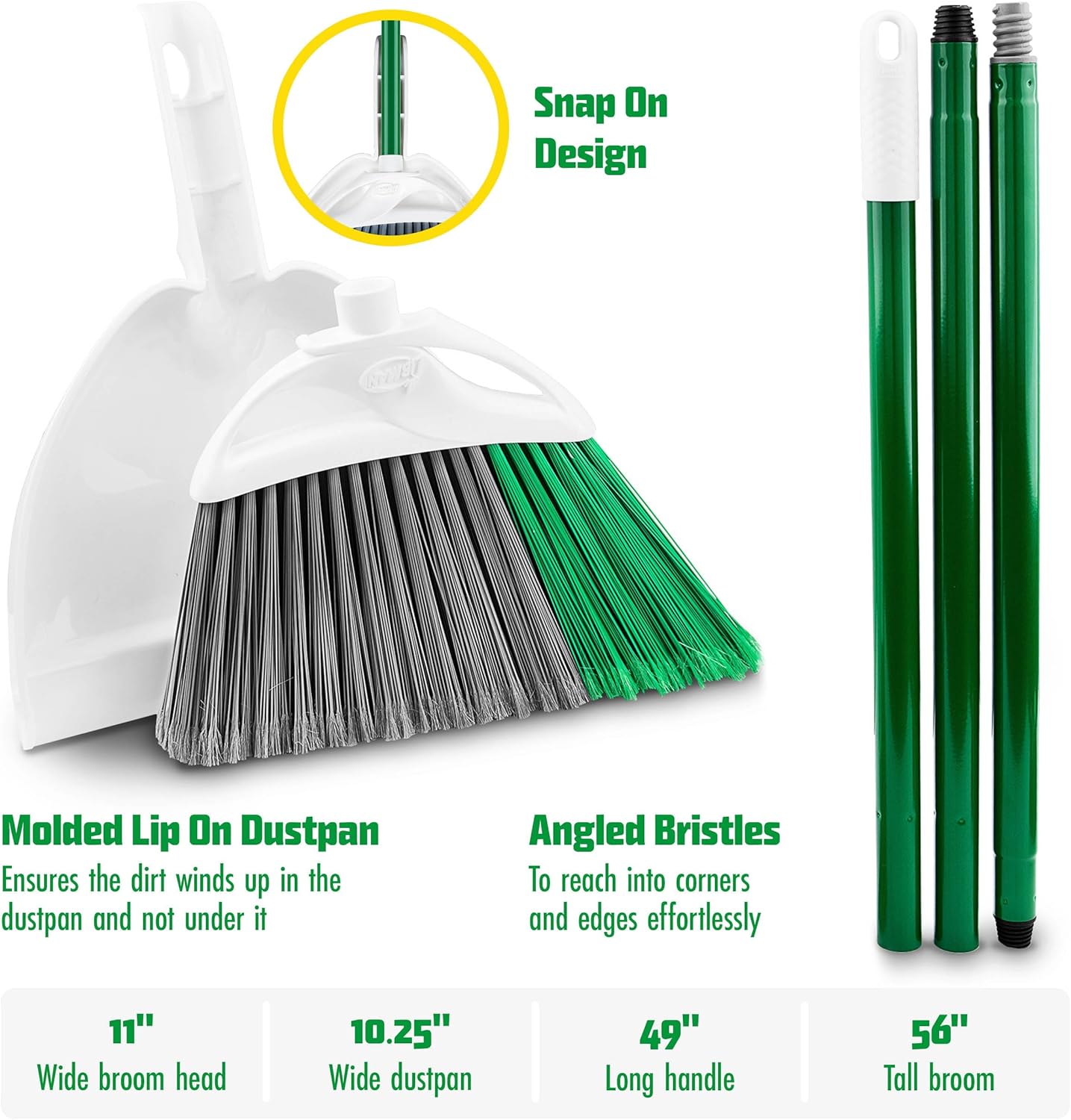 Libman FlexTech Broom with Dustpan Combo Set for Sweeping Indoor and Outdoor Floors, Pet, Dog Hair Broom, 55”