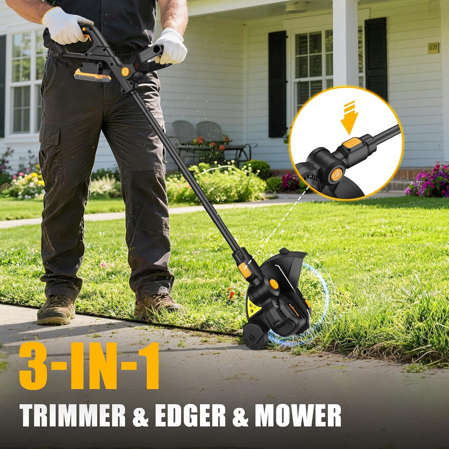 3-in-1 Cordless Weed Eater Compatible with DEWALT 20V Max Battery,Tool Only | 12 Inch String Trimmer with Auto Line