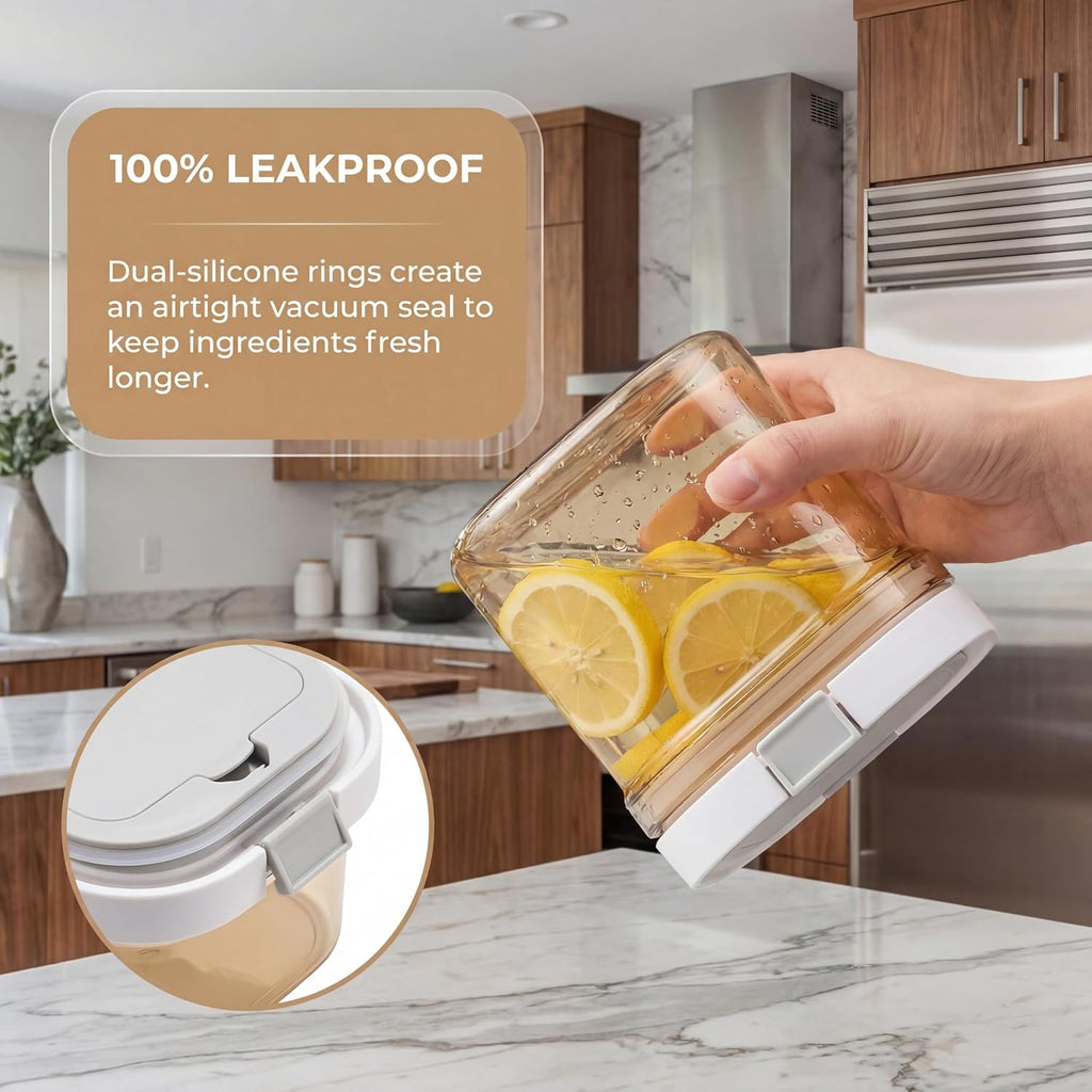Coffee Canister with Scoop, 2 Pack 27oz Airtight Coffee Storage Container, Amber Light Blocking Jar, Wide Mouth for