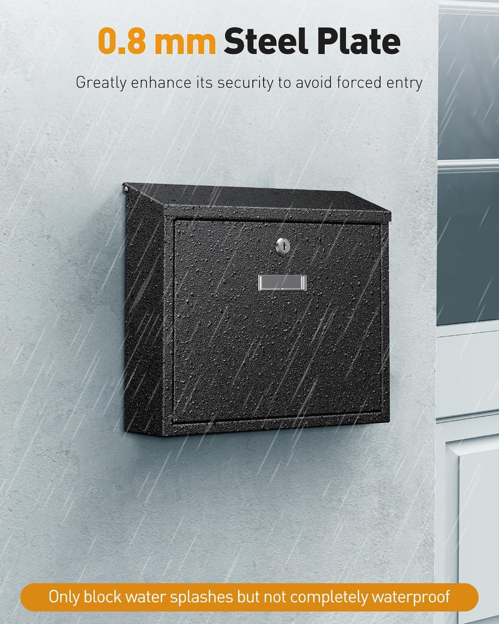 Wall Mount Mailbox for Outside, Large Mailbox with Key Lock | Security Mail Box, Postbox for House, Safe Key Drop