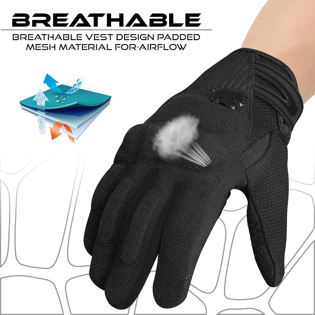 Summer Motorcycle Gloves–Breathable Touchscreen Riding Gloves for Men Women, Lightweight Off-Road Racing Guantes with