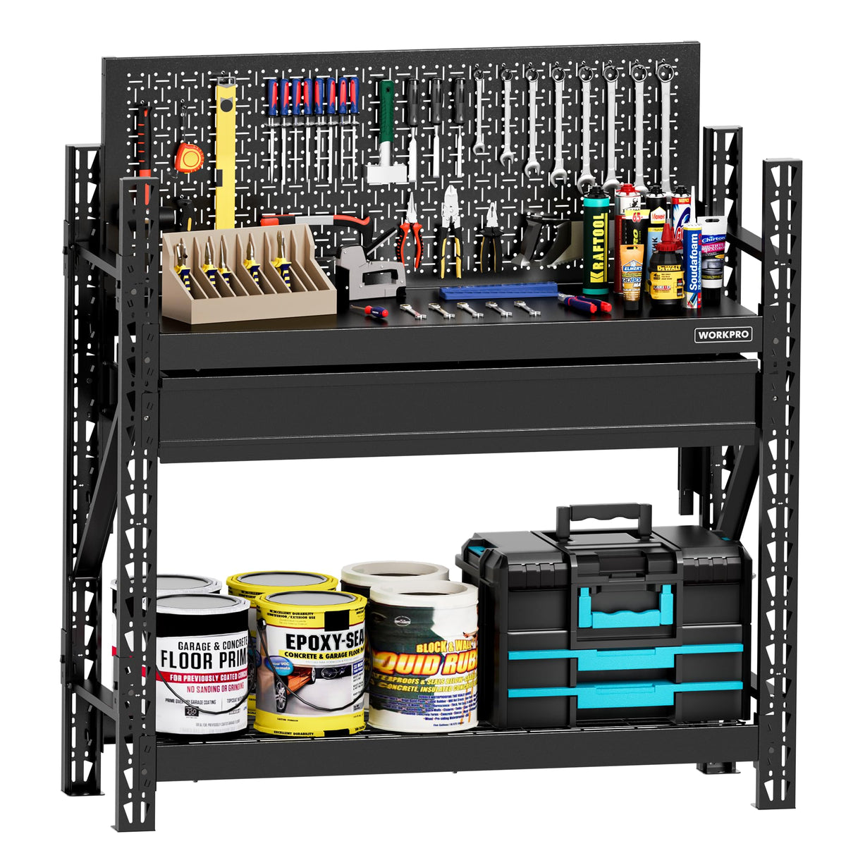 50" Heavy Duty Workbench with Pegboard & Drawer