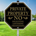 No Trespassing Signs Private Property, No Soliciting Sign for House, 10 x 10 Inches No Loitering Aluminum Metal Signs