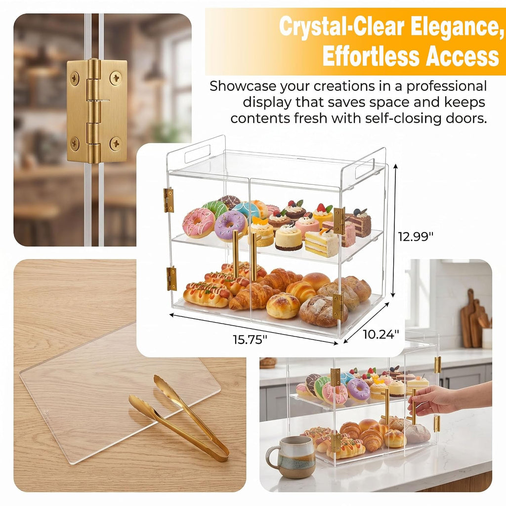 2-Tier Commercial Bakery Display Case Countertop Pastry Display Case