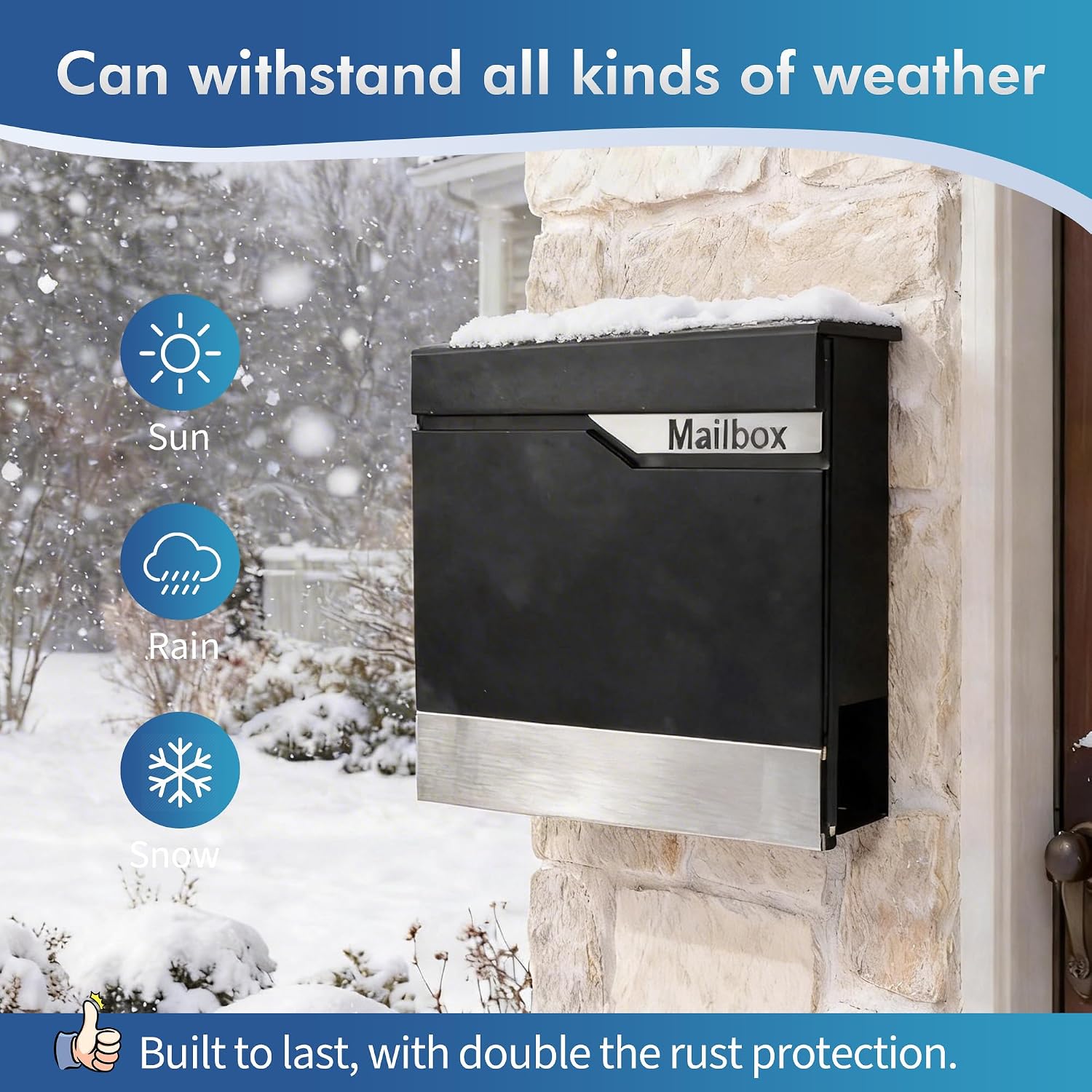 Metal Mailbox Wall Mount, Large Locking Mailbox with Key Lock, Hanging Secure Postbox, Security Key Drop Box