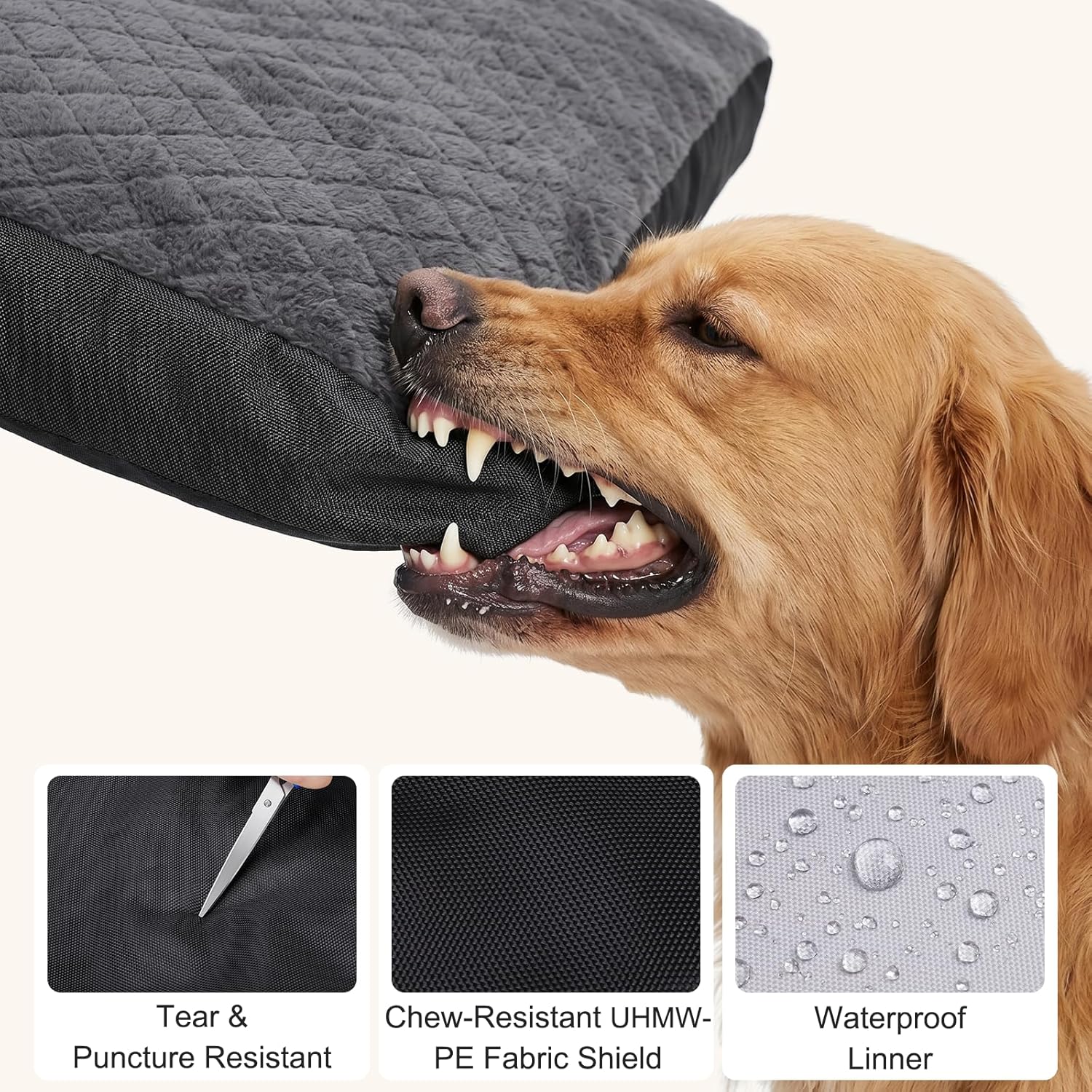Indestructible Chew Proof Dog Beds for Large Sized Dogs, Durable Extra Large Dog Ded for Aggressive