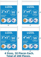 2x3 3x4 3x5 4x6 in (200 Count) Clear Reclosable Zip Plastic Poly Bags
