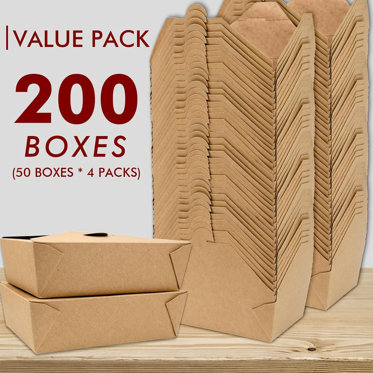 200 Pack 71 oz Kraft Paper Large Takeout Food Containers