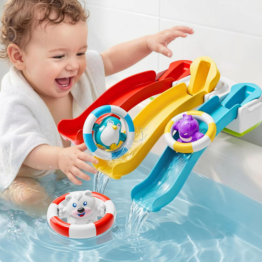 Baby Infant Slide Bath Toys, Bathtub Float Animal Toddler 1-3 | Fun Bathtime Shower Toy, Kid Bathing Tub Pool Water
