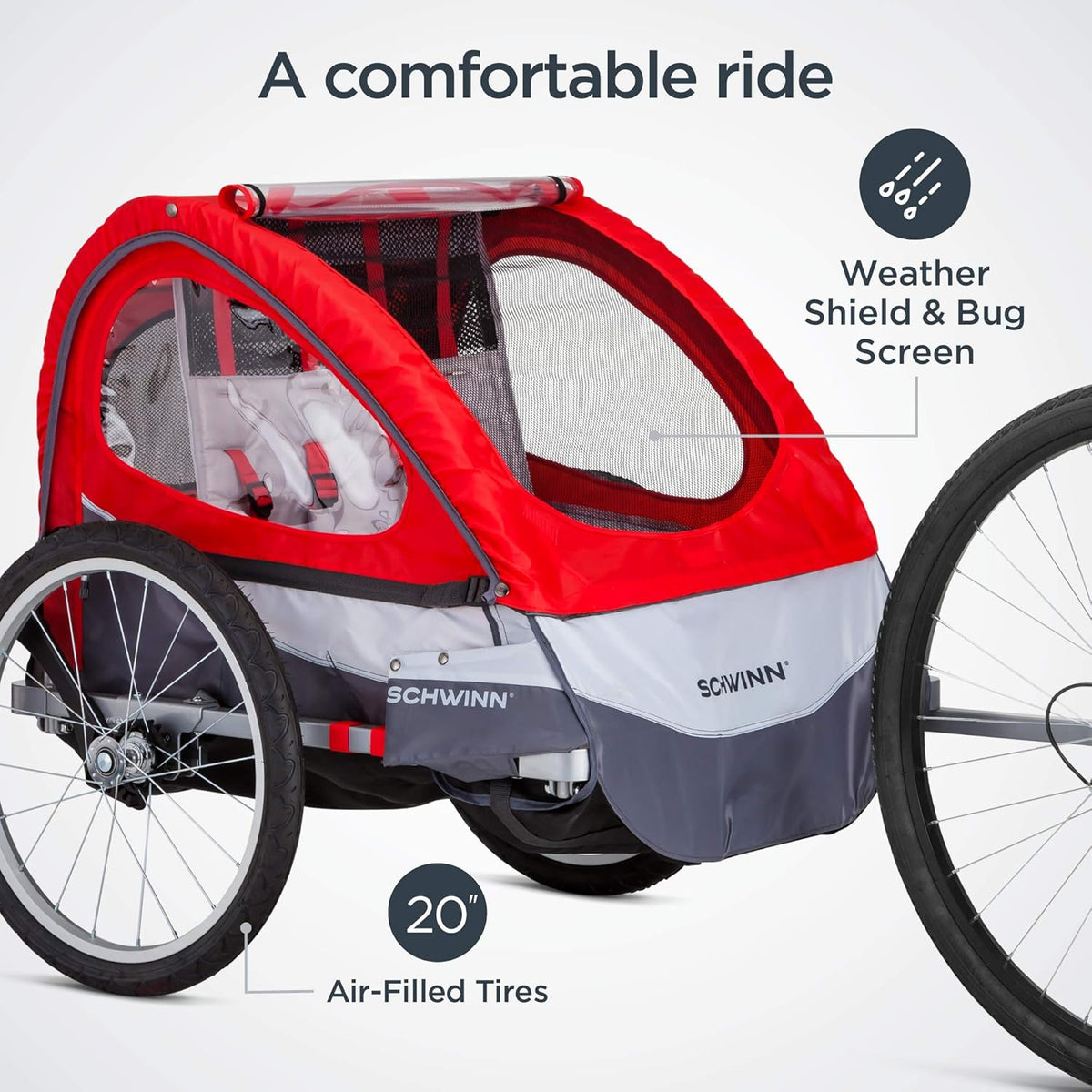 Trailblazer Double Child Bike Trailer, Max of 2 Children with Total Weight of 80 lbs., Canopy, 20-Inch Air-Filled