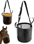 2 Pack Horse Feed Bag for Grain - Durable Mesh Grain Feeder with Adjustable Strap, Comfortable Neck and Nose Pad