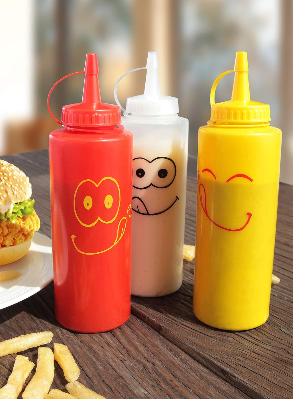 Condiment Squeeze Bottle Set, 12 Oz, 3-Pack