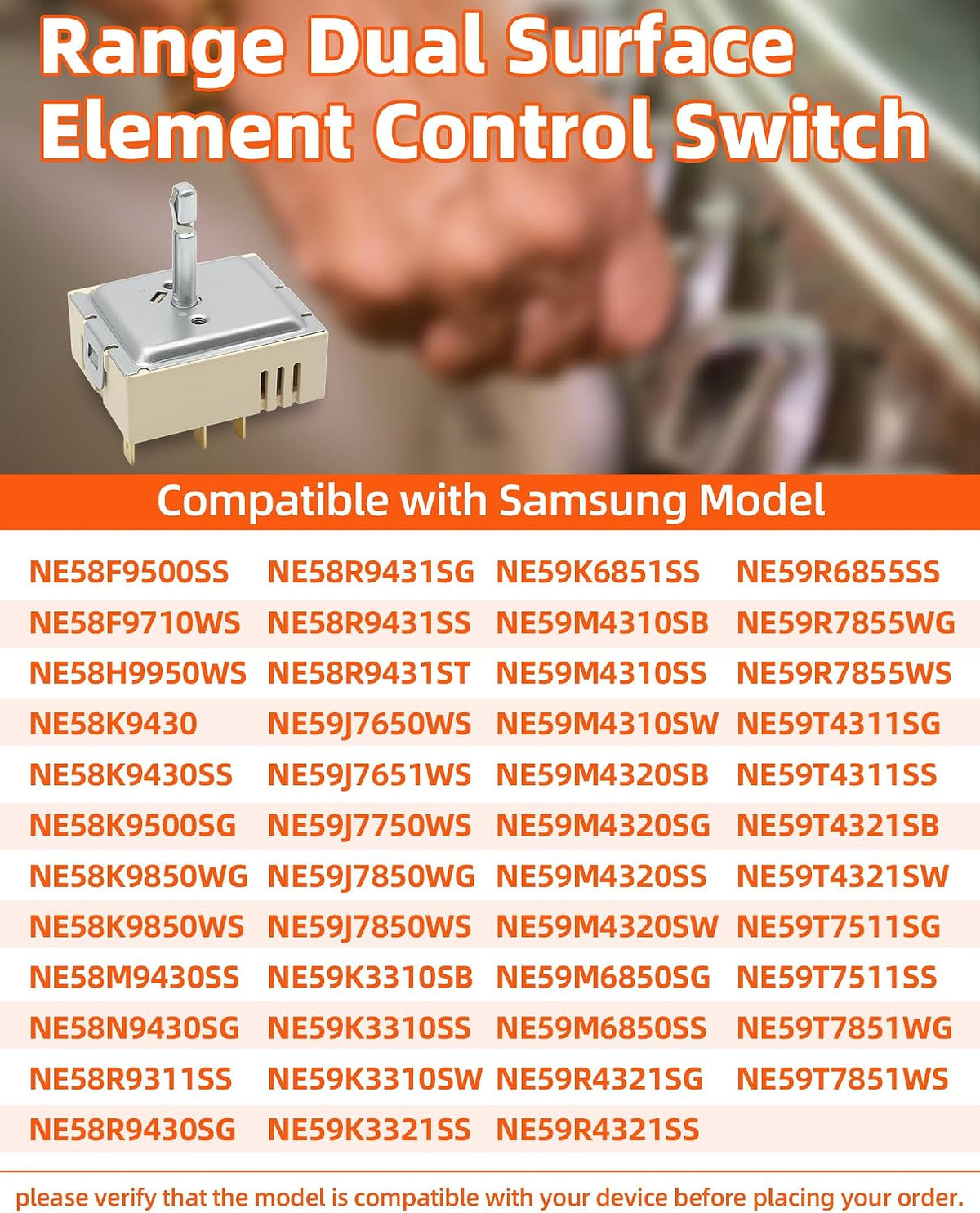 NE59M4320SS NE58F9500SS Range Dual Surface Element Switch Fit for Samsung