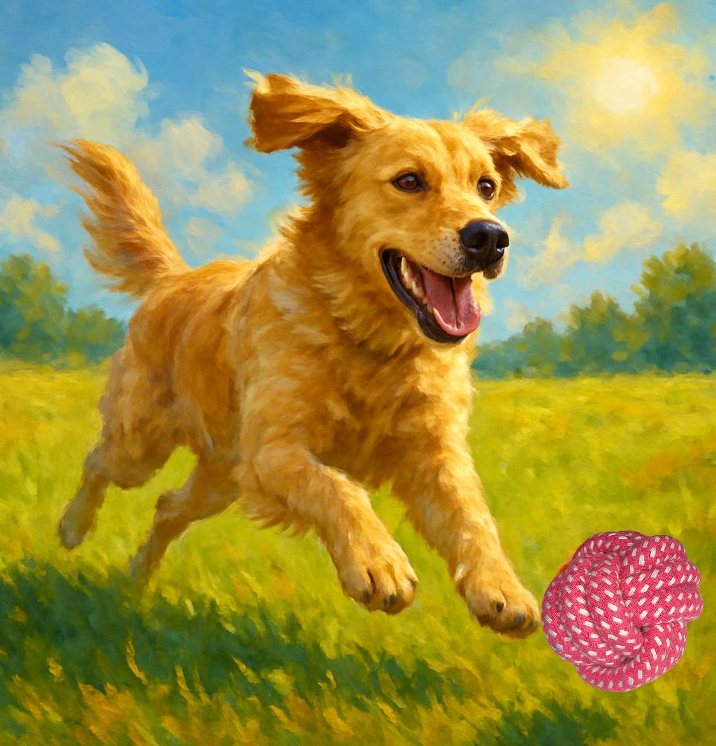 Small Dog Ball Toys/ – Cotton Rope Ball/Dental Chew Dogs Toy for Teeth Cleaning/Fetch Playing, Interactive Tug of War