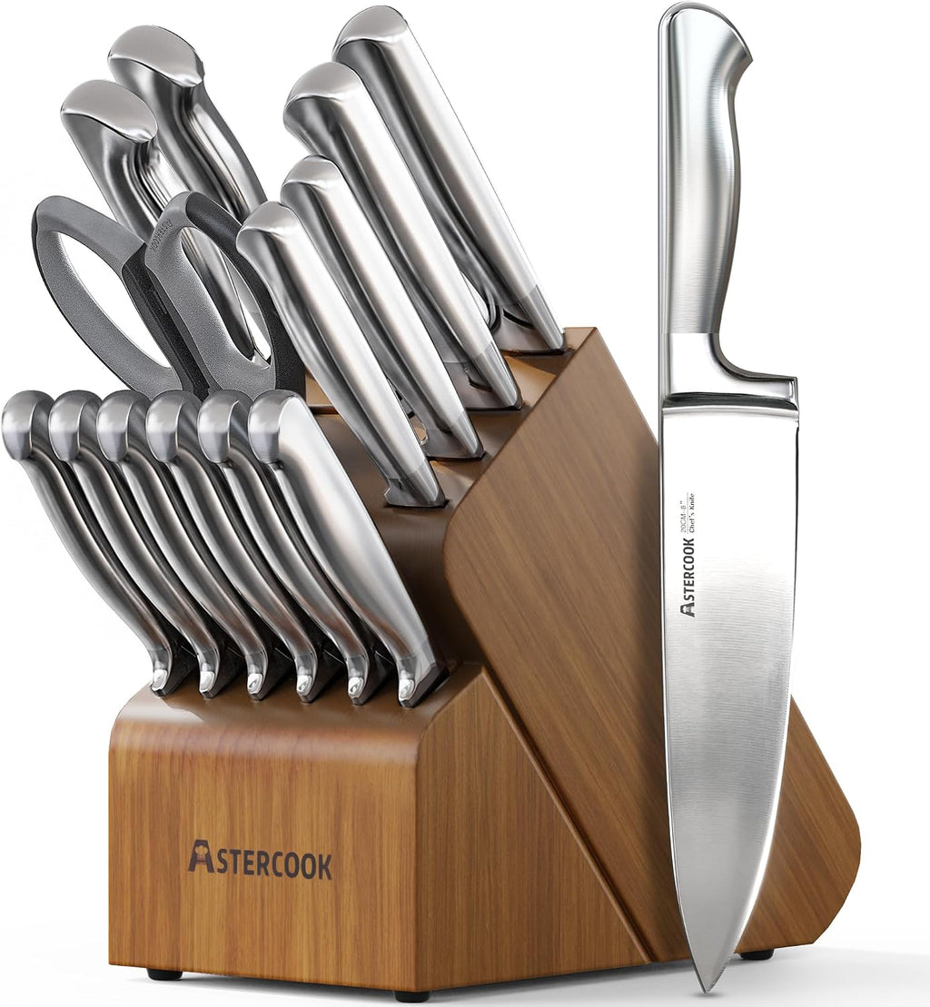 Knife Set 15 Piece German Steel Kitchen Knife Block Set