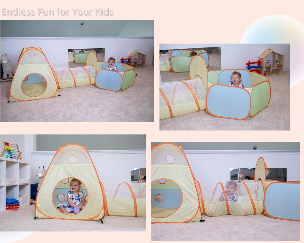 3-in-1 Pop Up Play Tent with Ball Pit Built-in Target Toss & Ball Hole | Baby Ball Pit, Tunnel Toys for Toddlers 1-3