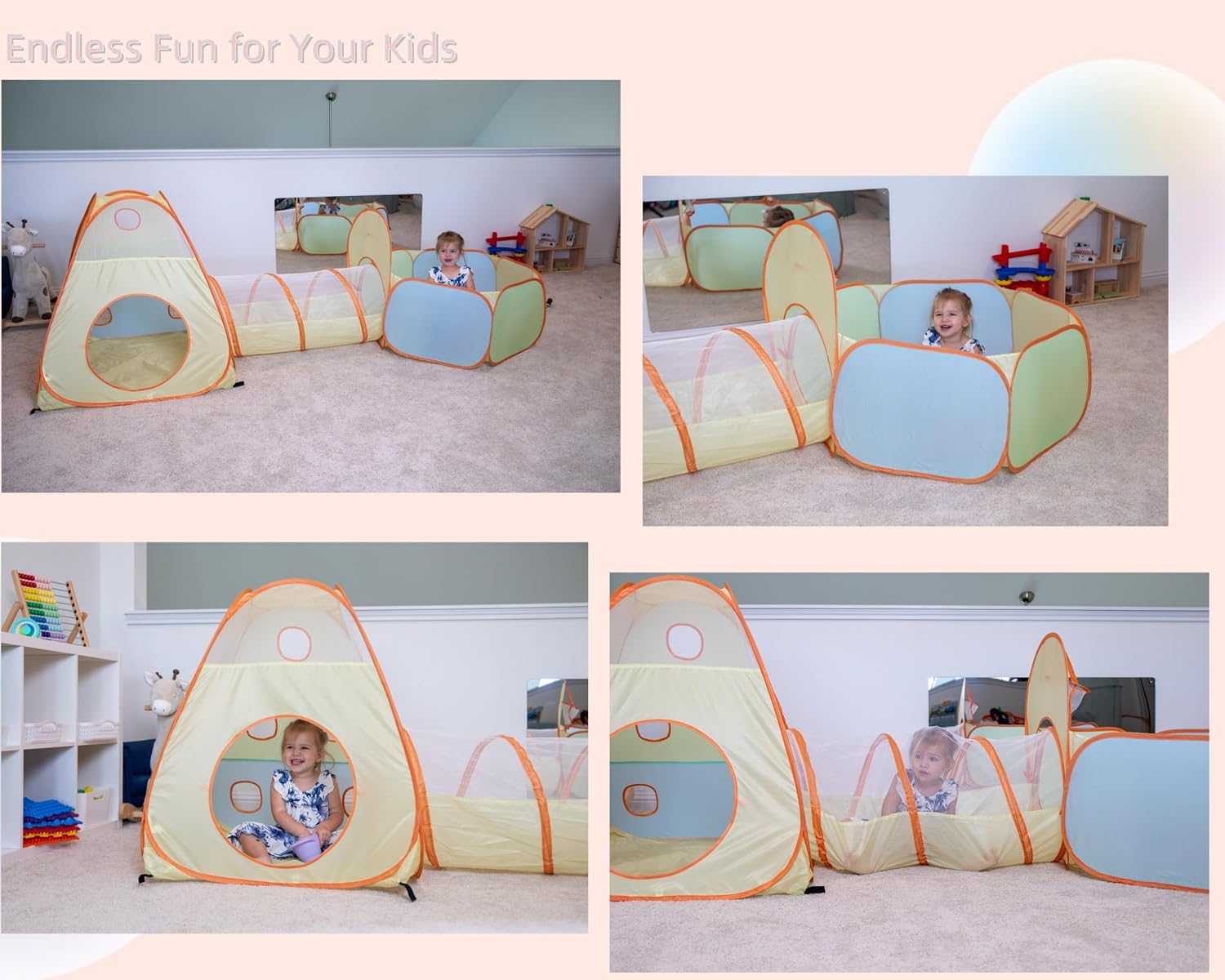 3-in-1 Pop Up Play Tent with Ball Pit Built-in Target Toss & Ball Hole | Baby Ball Pit, Tunnel Toys for Toddlers 1-3