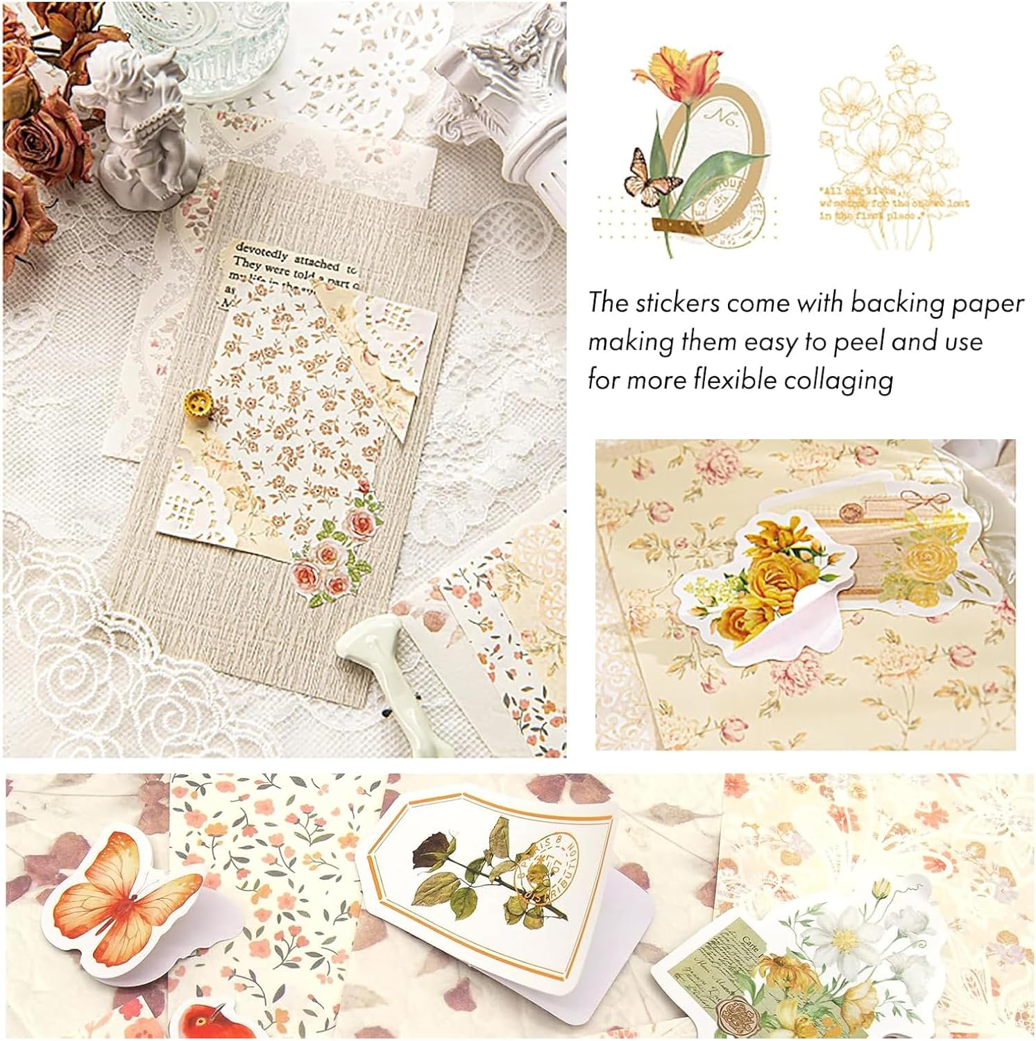 400 Sheets Scrapbook Papers Journaling Stickers Scrapbooking Supplies Kit Junk Journal Supplies Decorative Craft