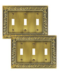 2-Pack Paisley Pattern Metal Triple Toggle Light Switch Cover Plate