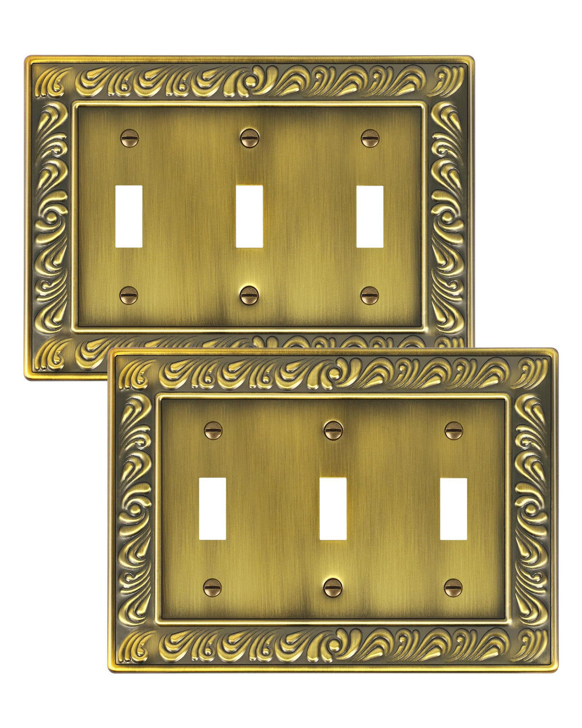 2-Pack Paisley Pattern Metal Triple Toggle Light Switch Cover Plate