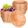 12 Pcs 7'' Woven Bread Baskets Bulk Plastic Round Woven Small Baskets for Gifts Empty Bread Serving for Food Fruit