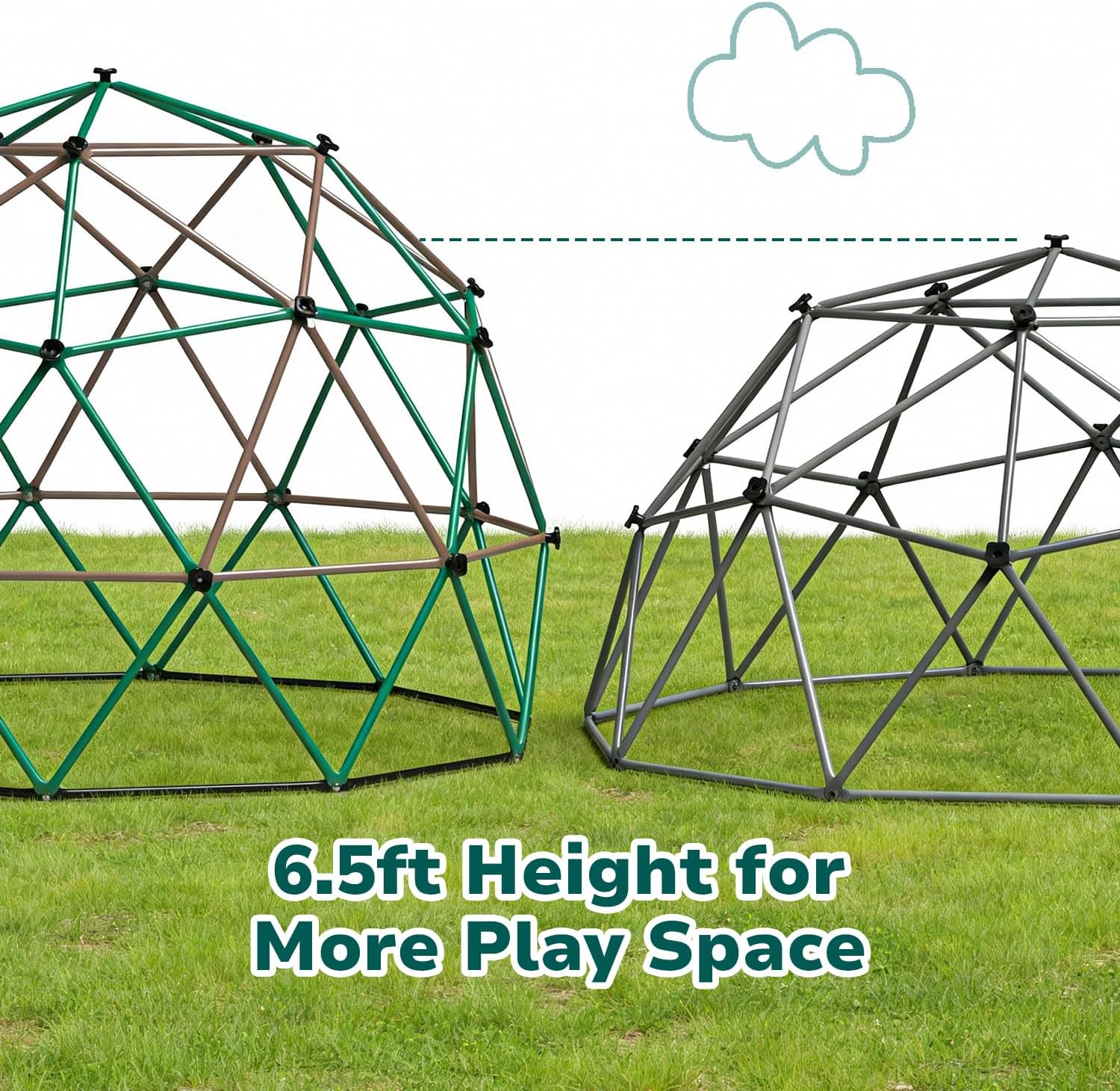 6.5 FT Tall Climbing Dome, Large Jungle Gym for Kids Outdoor Backyard, Monkey Bars in Natural Colors for Older Kids
