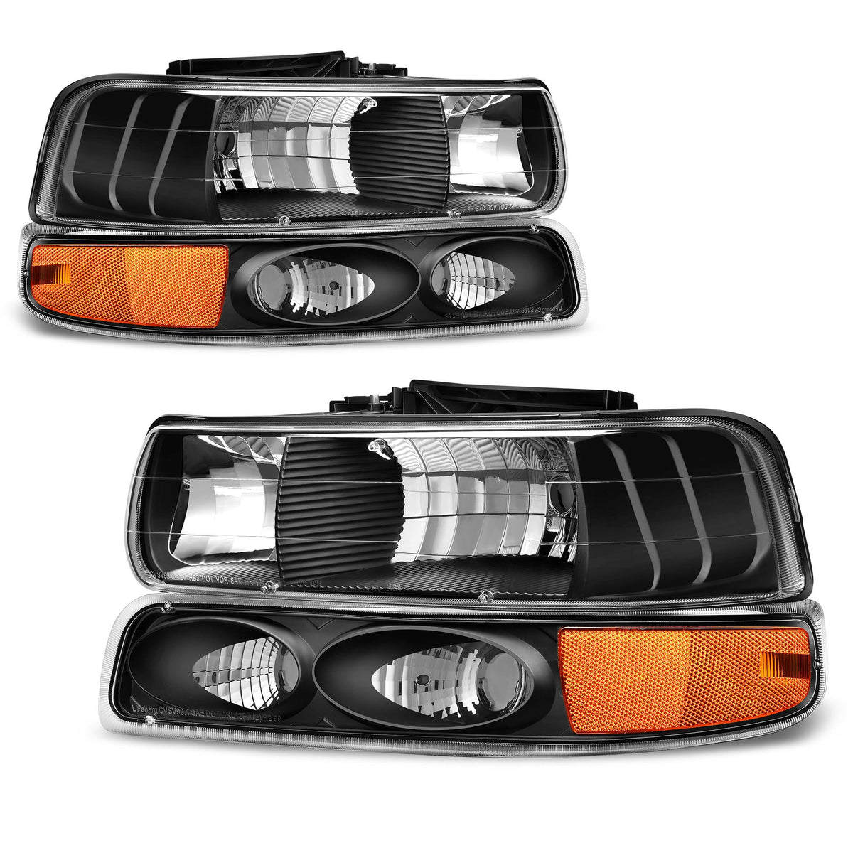 Headlight Assembly Compatible with 99-02 Chevy Silverado Black