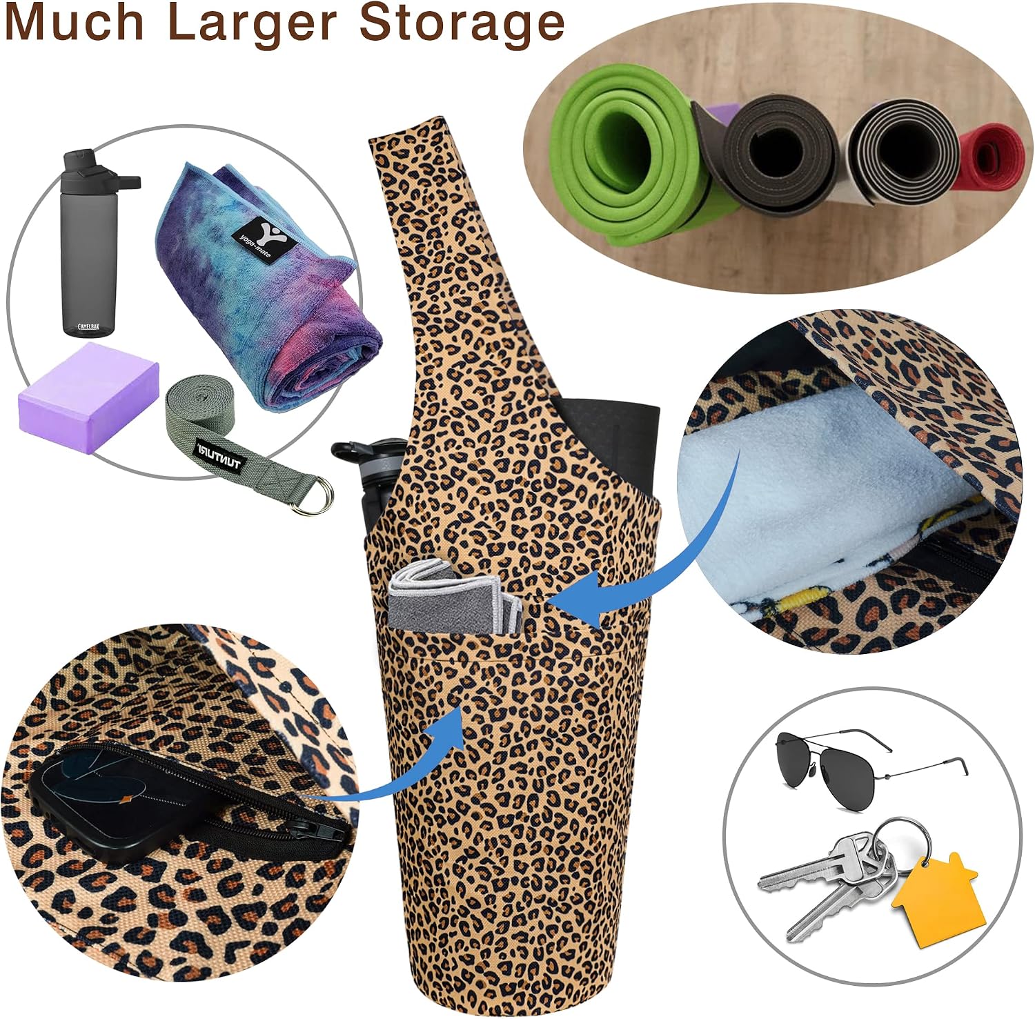Yoga Mat Bag - Long Tote with Pockets - Holds More Yoga Accessories - Yoga Bag Fit Most Size Mats - Yoga Mat Carrier
