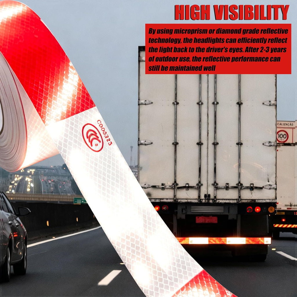 2 Roll Reflective Tape, Trailer Caution Tape Roll, Reflector Tape Outdoor Waterproof, 2Inx160Ftx2=320Ft, Strong